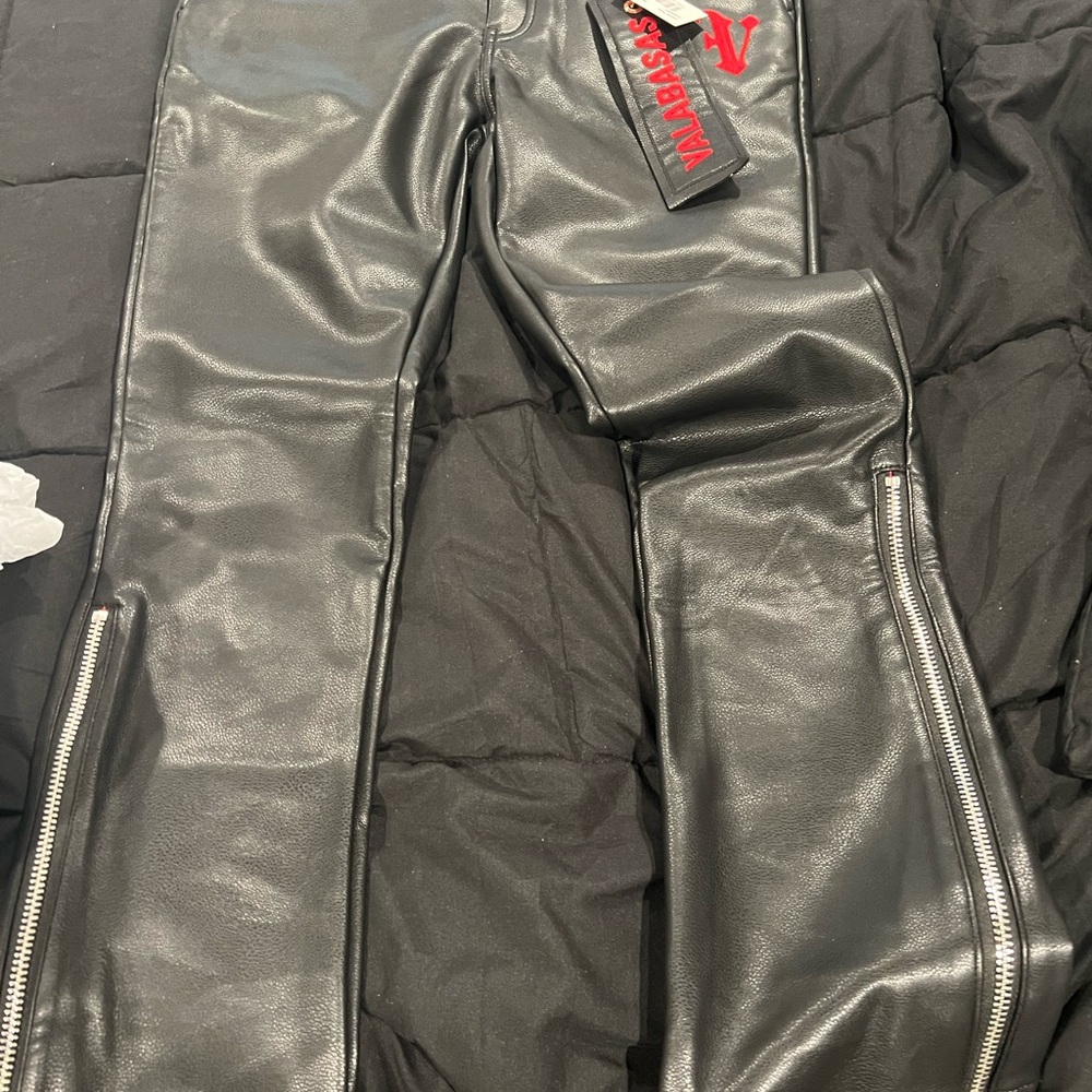 Black Leather Skinny Jeans for Men